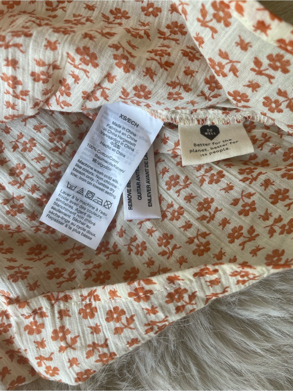 Madewell Ruffle Yoke Prairie Blouse in Orange Cutout Blooms Print - Picture 4 of 5